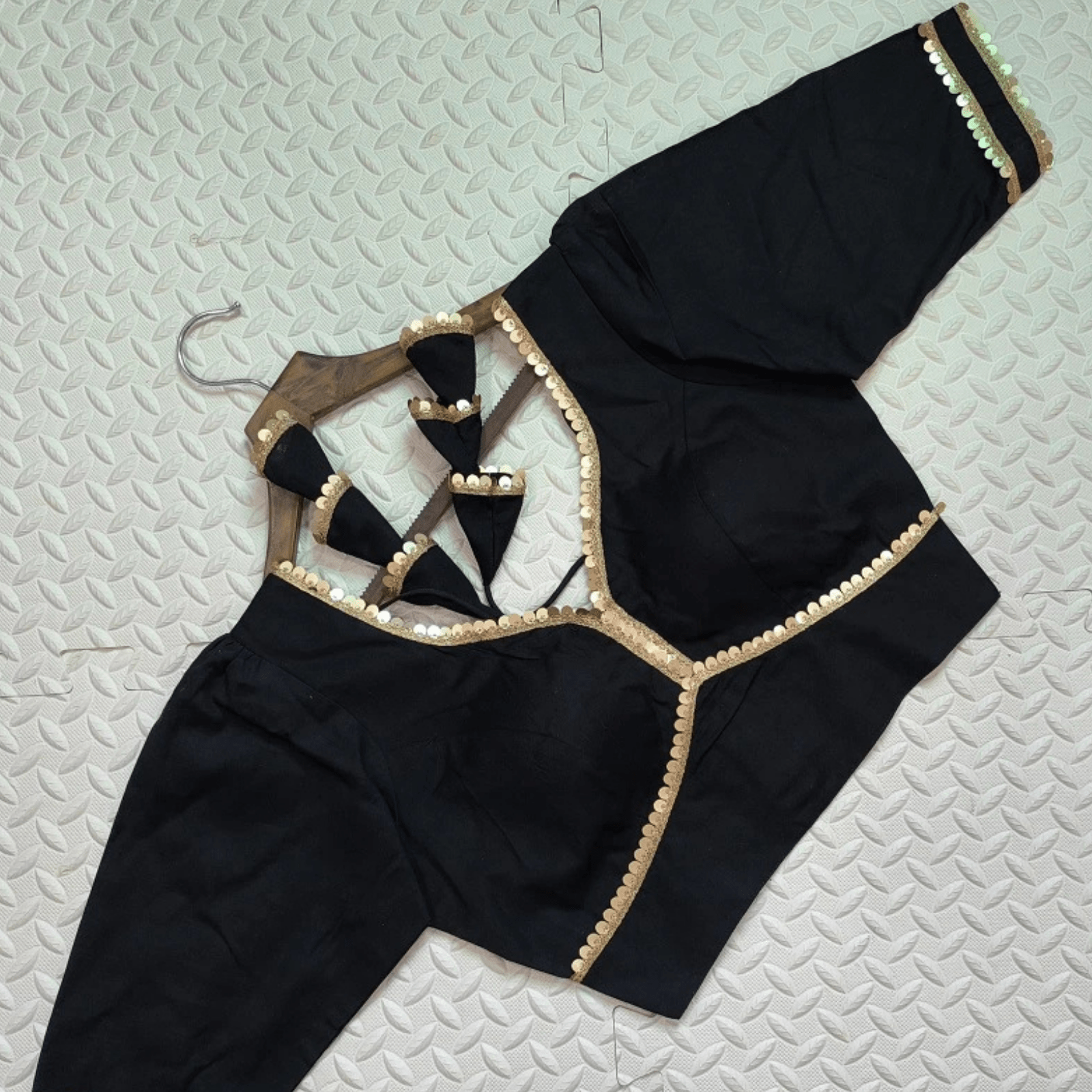 Avira Noir Sequin Flex Cotton Blouse-0