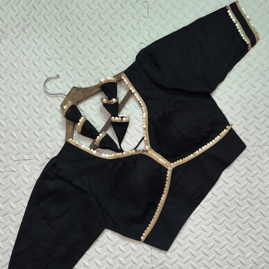 Avira Noir Sequin Flex Cotton Blouse-0