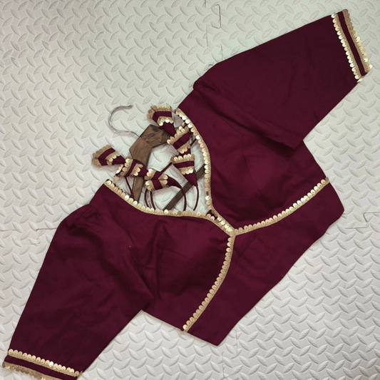 Avira Wine Sequin Flex Cotton Blouse-0