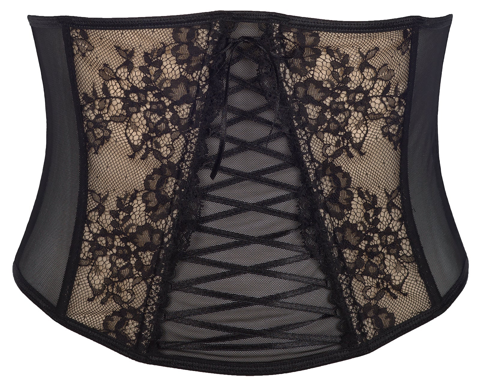 Sheer Lace-Up Waist Cincher Axami Peanut Tarte-2