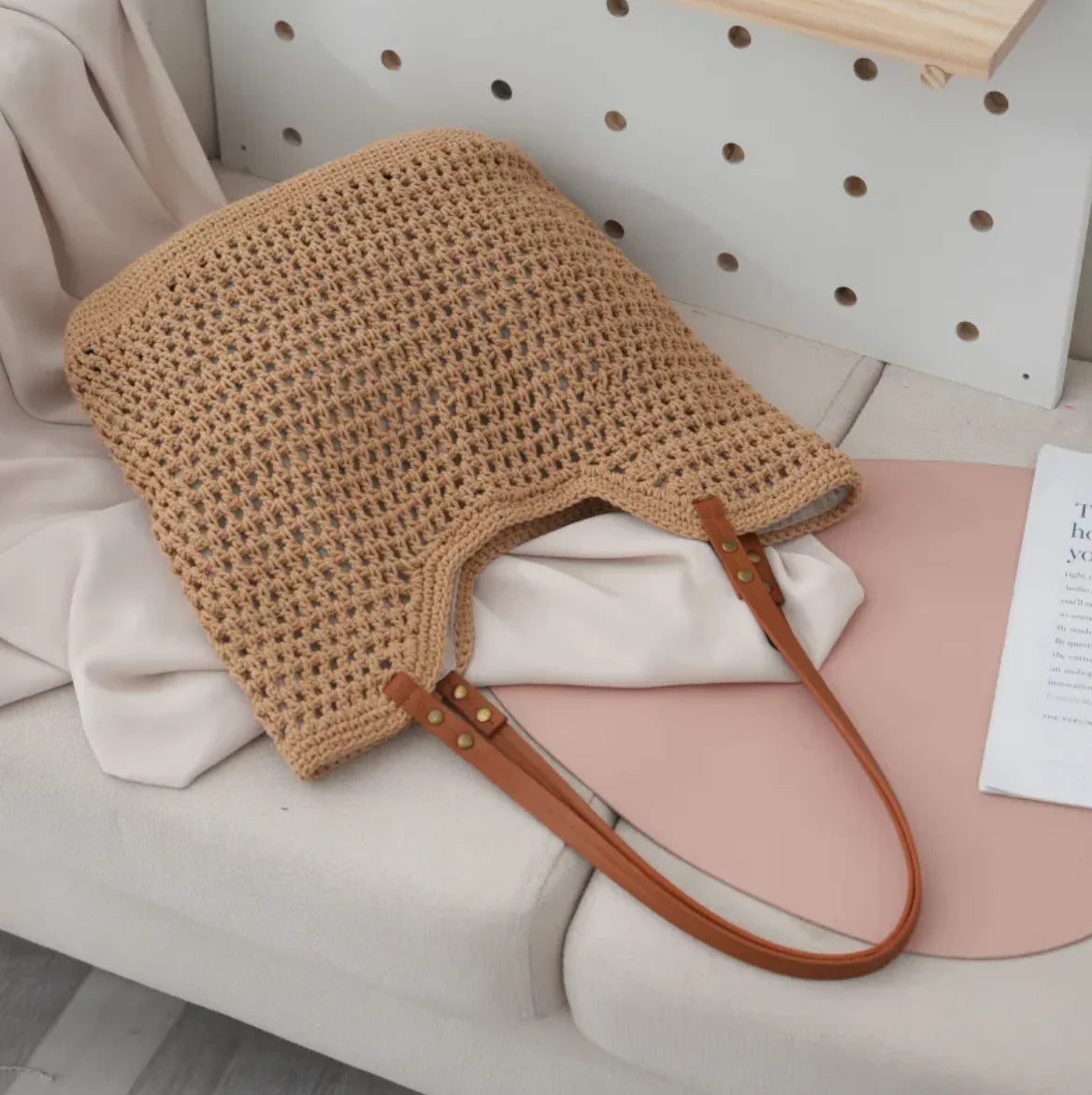 Woven Lightweight Straw Tote Bag