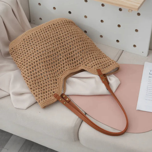 Woven Lightweight Straw Tote Bag