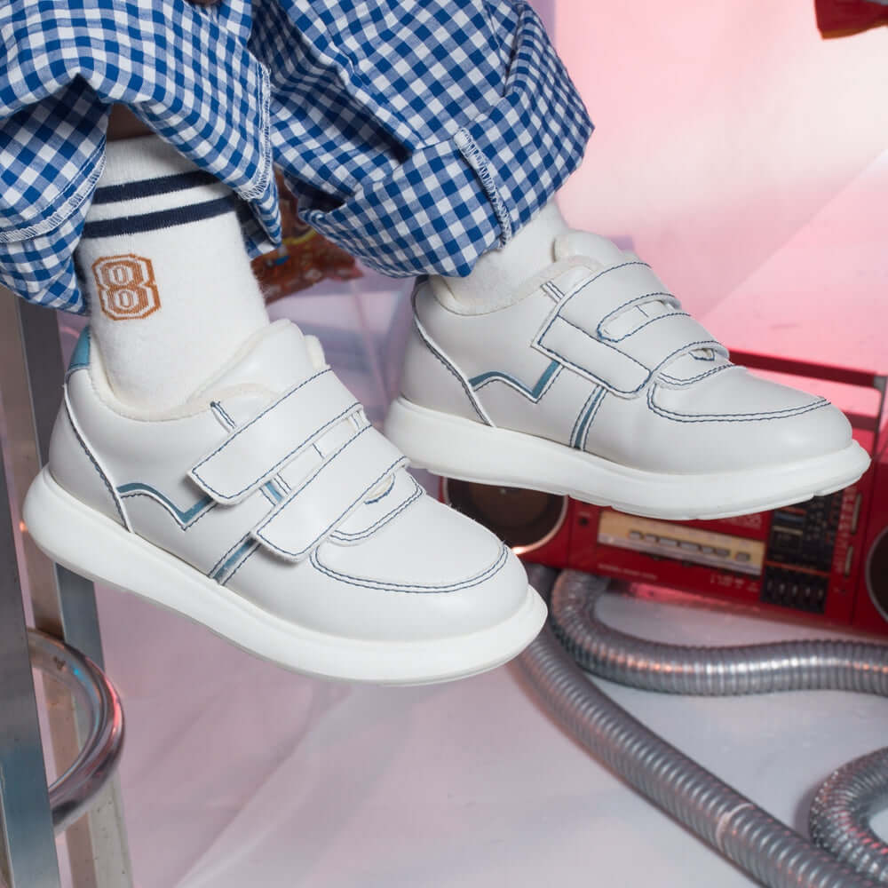 Azure Blue Lightweight Fleece Lined Kids Sneakers-4