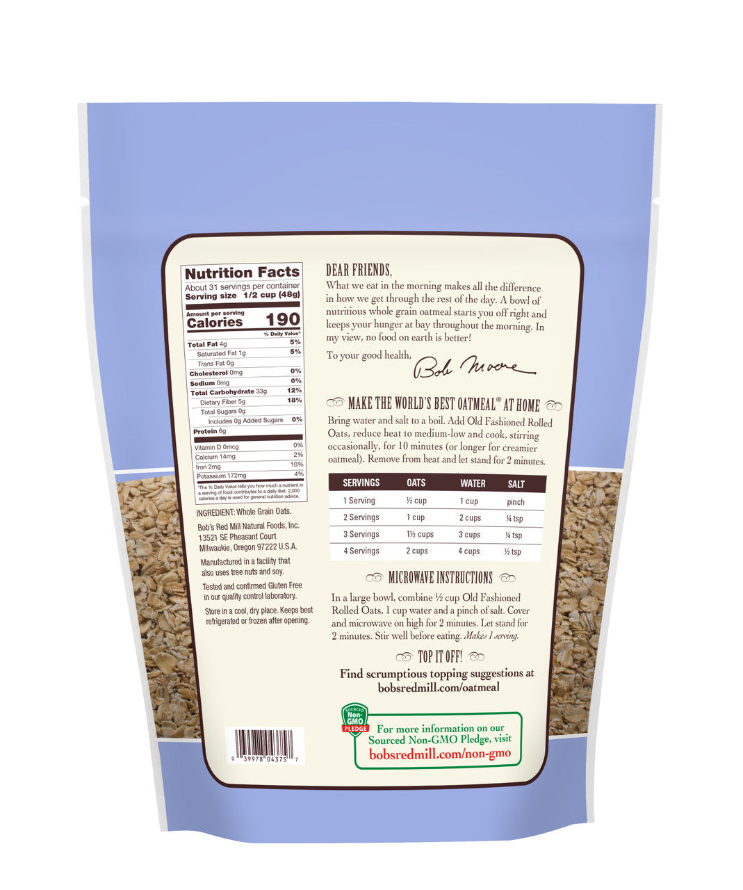 BOBS OLD FASH ROLLED OAT ( 4 X 52 OZ   )-1