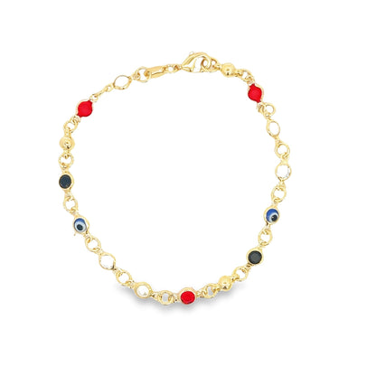 Enamel CZ Evil Eye Protection Beaded Cable Bracelet (H204)(E266)(I537)-0