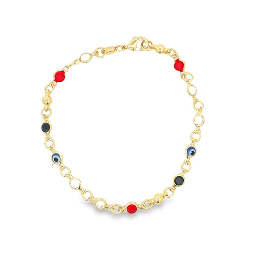 Enamel CZ Evil Eye Protection Beaded Cable Bracelet (H204)(E266)(I537)-0