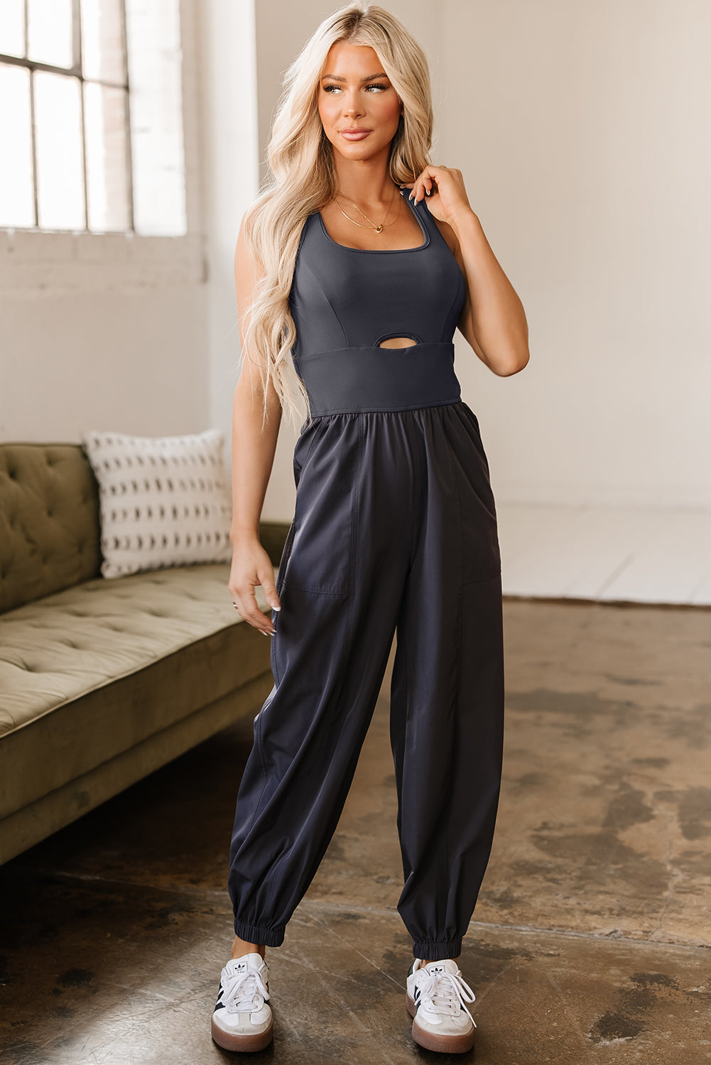 Avianna Back Crossed Straps Hollow Out Jogger Jumpsuit-3