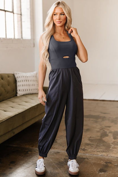Avianna Back Crossed Straps Hollow Out Jogger Jumpsuit-3