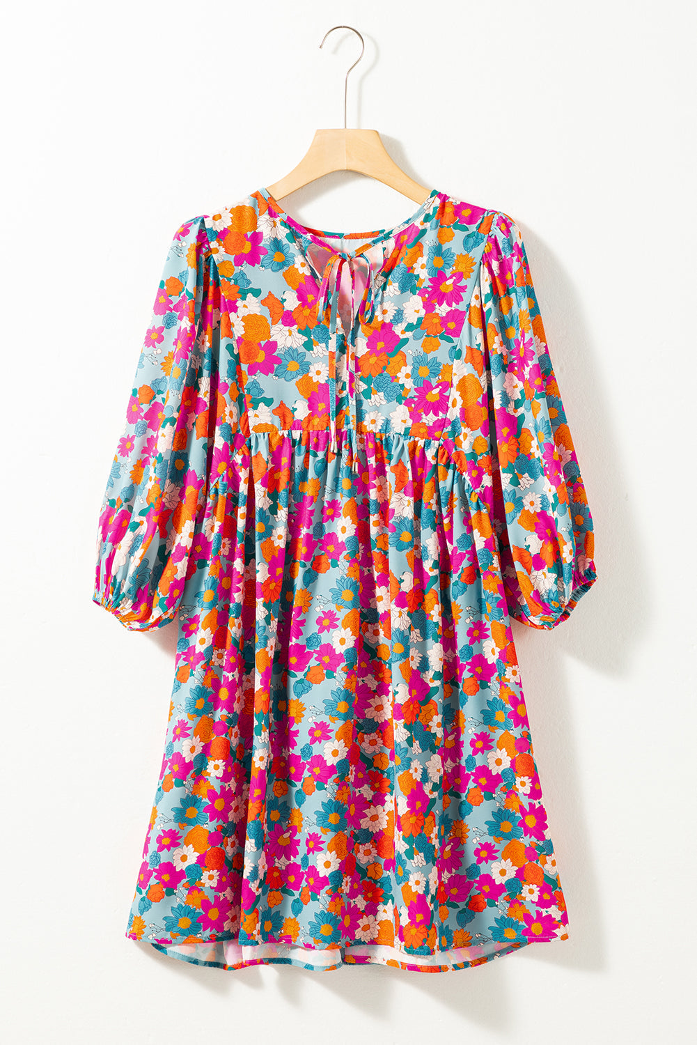 Lena Floral Bubble Sleeve Babydoll Dress-3