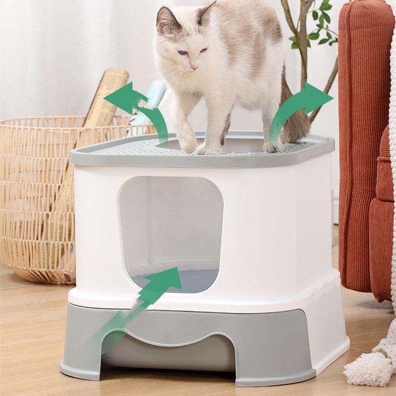 Splashguard Cat Litter Basin - Stylish And Practical Closed Design-4
