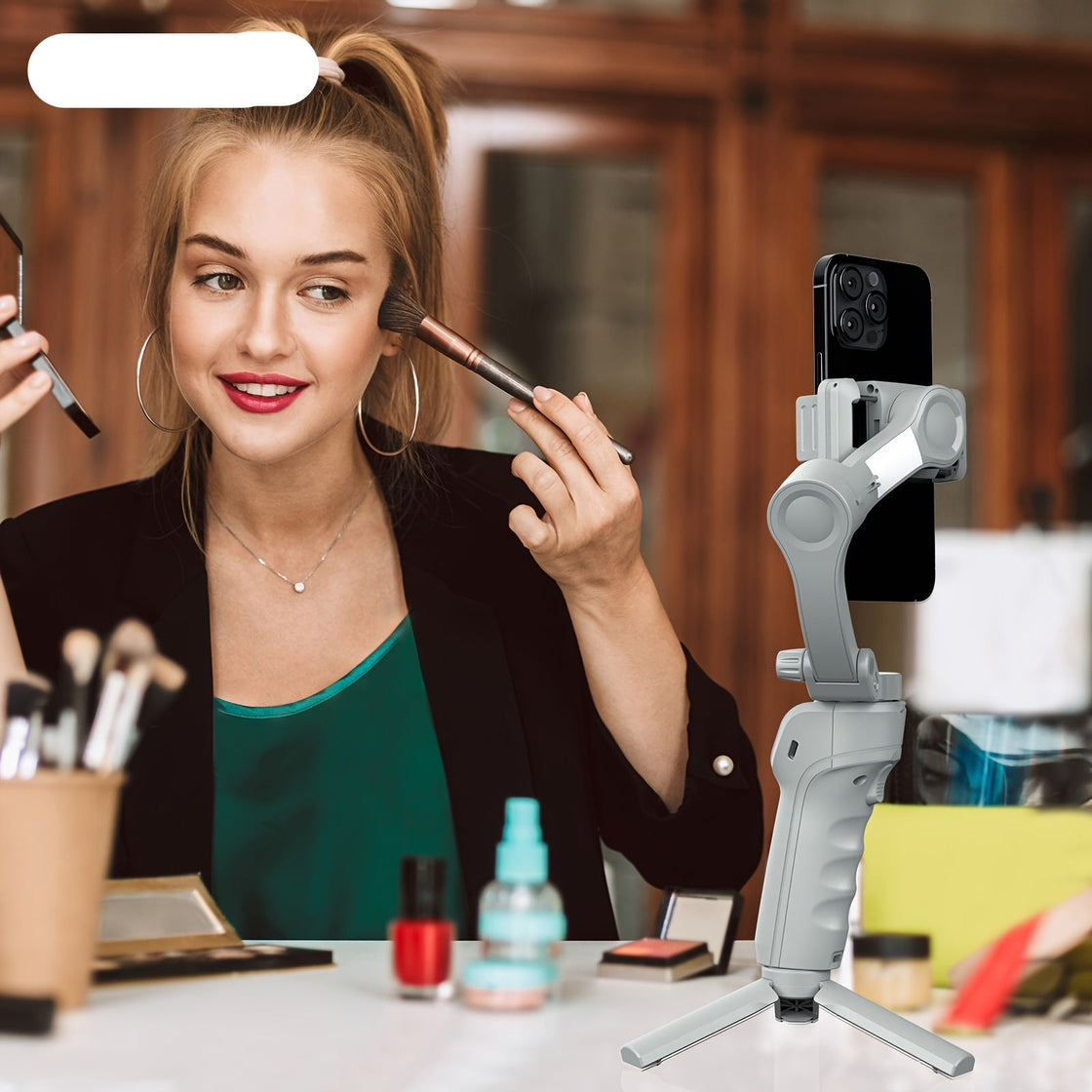 NNETM 3-Axis Selfie Stick Stabilizer with LED & Face Tracking-4