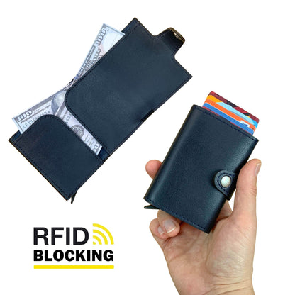 Angora - Vegan Leather RFID Mechanism Card Holder with Cash Compartment-6