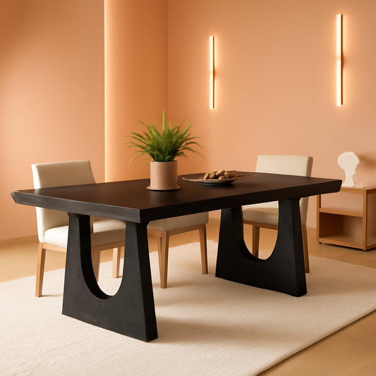 70.9 Inch Black Contemporary Rectangular Dining Table-0