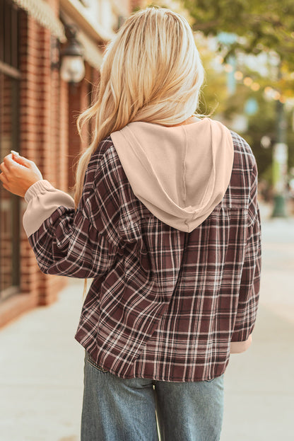 Lauren Plaid Patchwork Long Sleeve Hooded Top-1