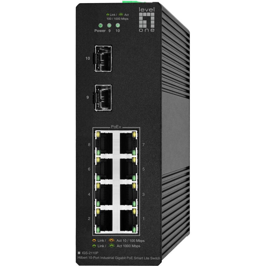 LevelOne IGS-2110P мрежов суич Управляем L2 Gigabit Ethernet (10/100/1000) Захранване по Ethernet (PoE) Черен (IGS-2110P)-0
