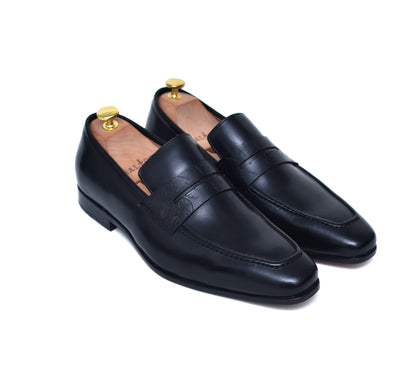 Carrera II - Black Leather Penny Shoes-0