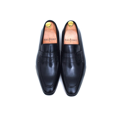 Carrera II - Black Leather Penny Shoes-2