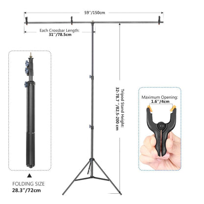 Backdrop Stand T-Shape Background Backdrops Support Kit: Adjustable Tripod Stand; Crossbar for Photo Studio, Photography-1