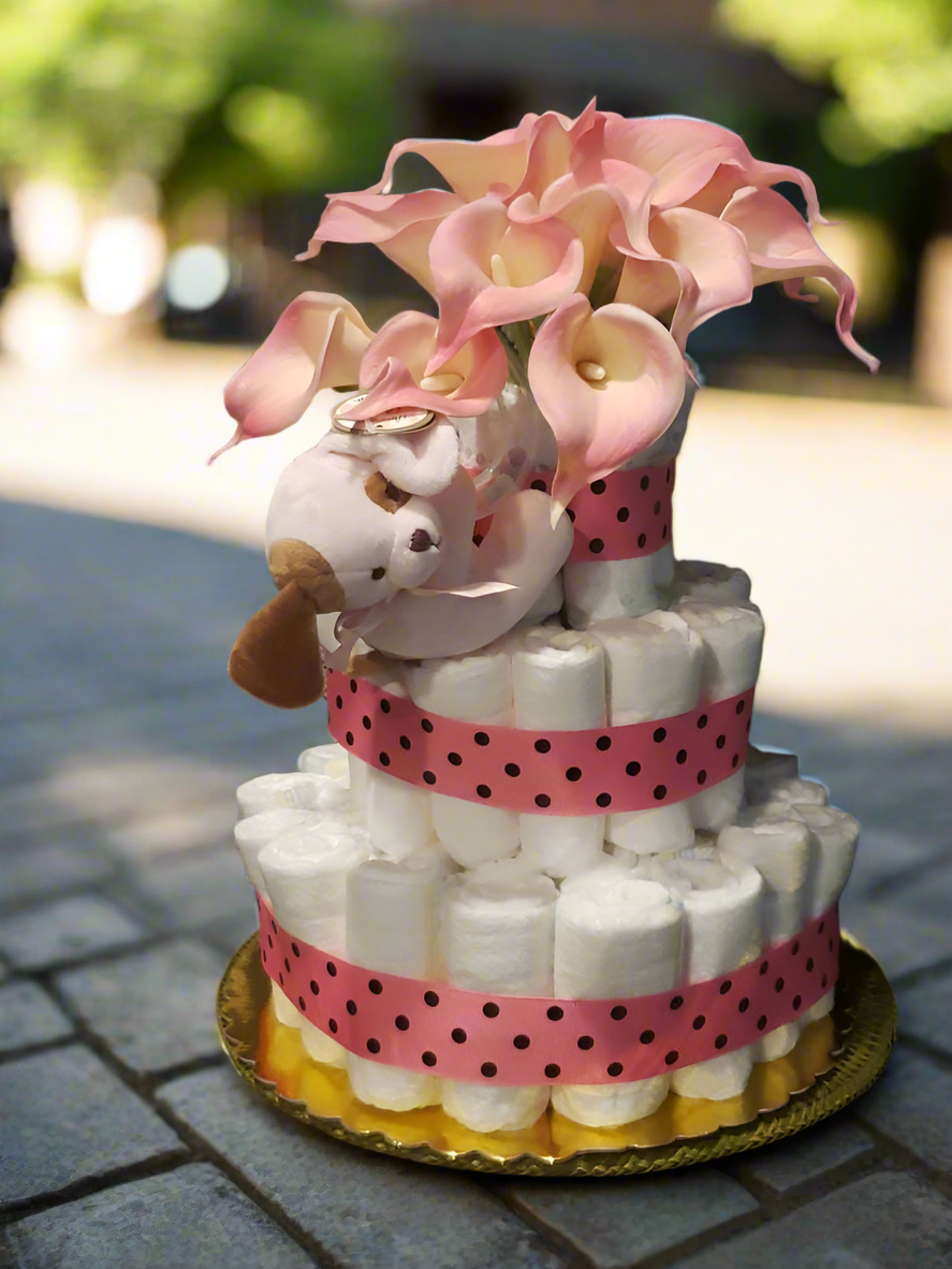 Flower Baby Girl Diaper Cake-5