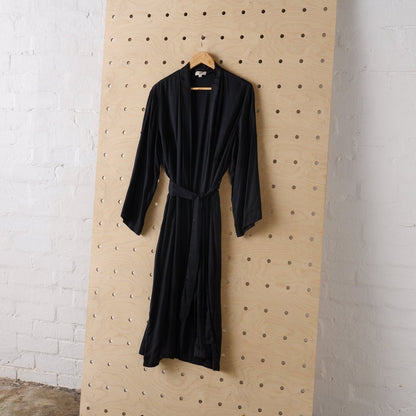 Bamboo Robe in Black - Long Length-0