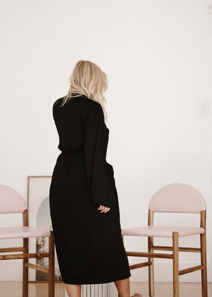Bamboo Robe in Black - Long Length-2
