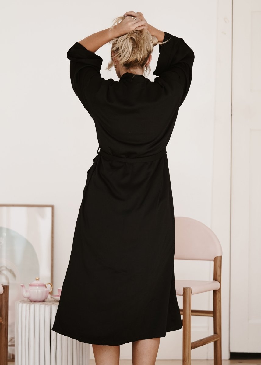 Bamboo Robe in Black - Long Length-1