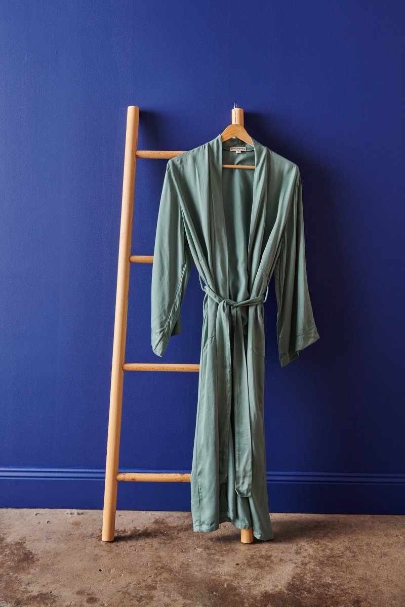 Bamboo Robe in Sage Green - Long Length-1