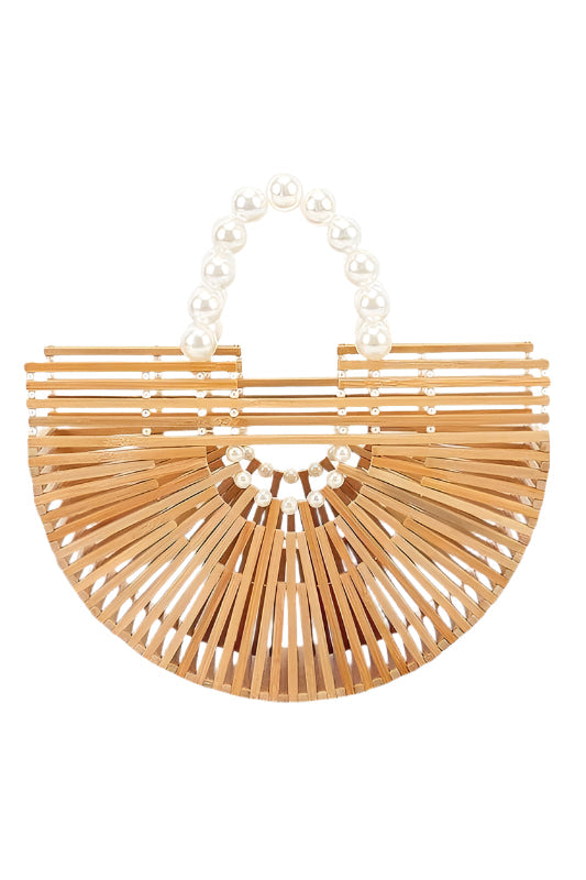 Bamboo Structure Half Circle Clutch Bag-0