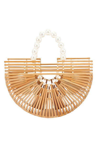 Bamboo Structure Half Circle Clutch Bag-0