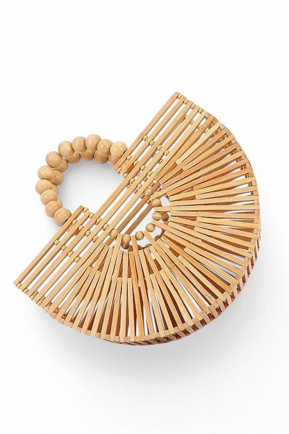 Bamboo Structure Half Circle Clutch Bag-4
