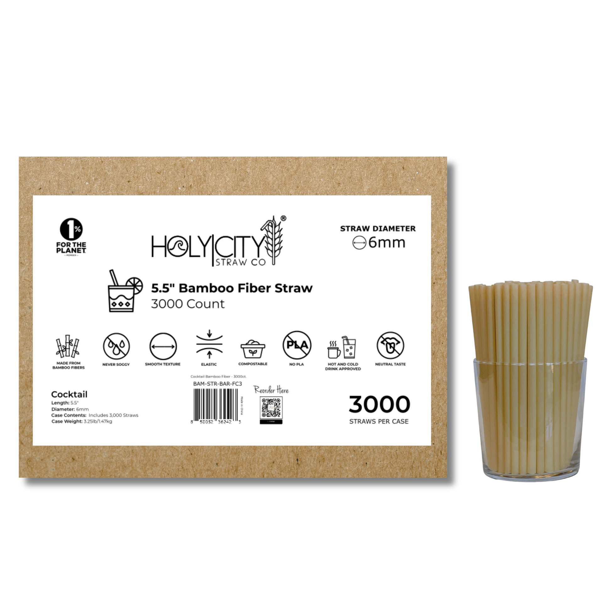 5.5" Bamboo Fiber Straw | 6mm-0
