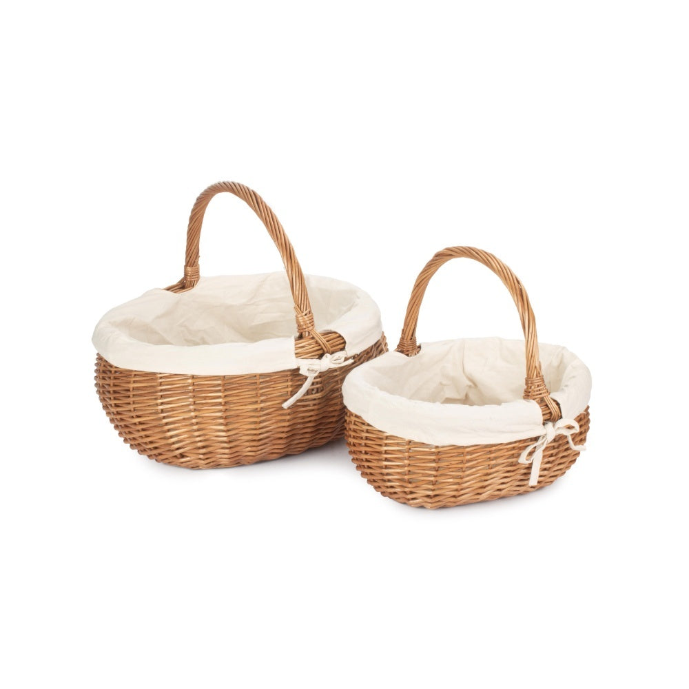 Deluxe Wicker Shopping Basket With White Lining-0