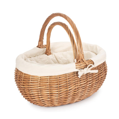 Deluxe Wicker Shopping Basket With White Lining-3