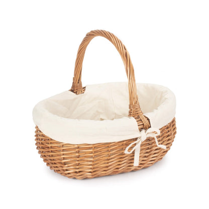 Deluxe Wicker Shopping Basket With White Lining-2