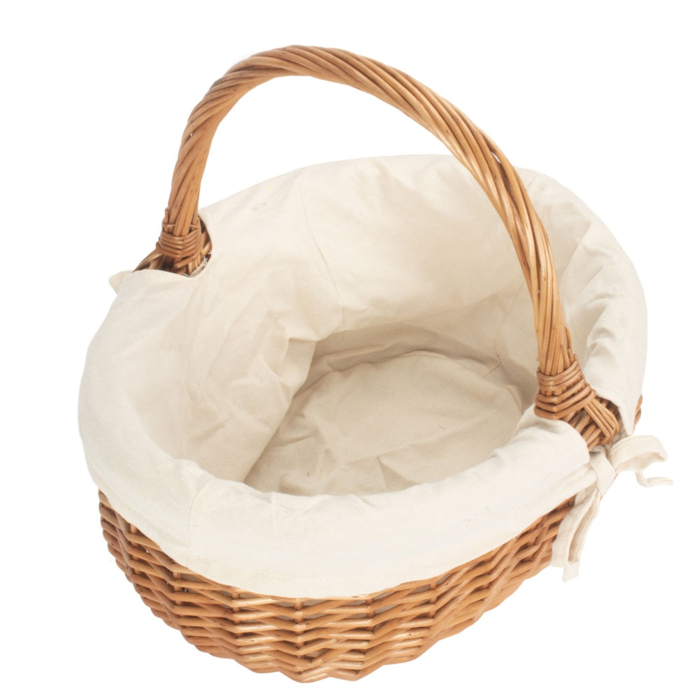 Deluxe Wicker Shopping Basket With White Lining-1