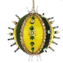 Beaded & Sequined Bauble - YELLOW-0