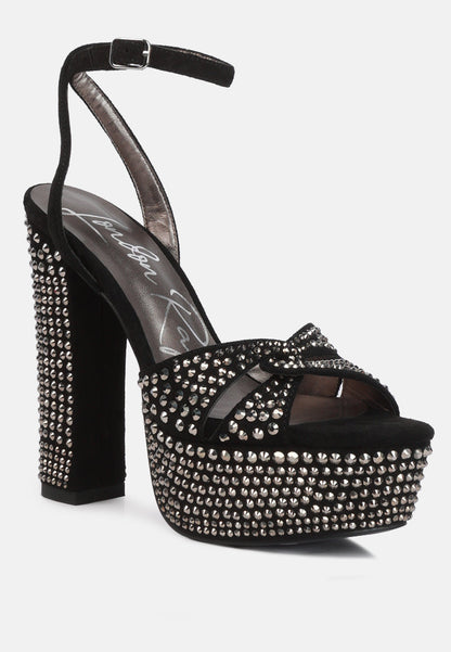 Bellini Heat-Set Diamante High Block Heel Sandals-3