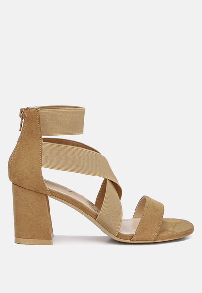 Benicia Elastic Strappy Block Heel Sandals-7