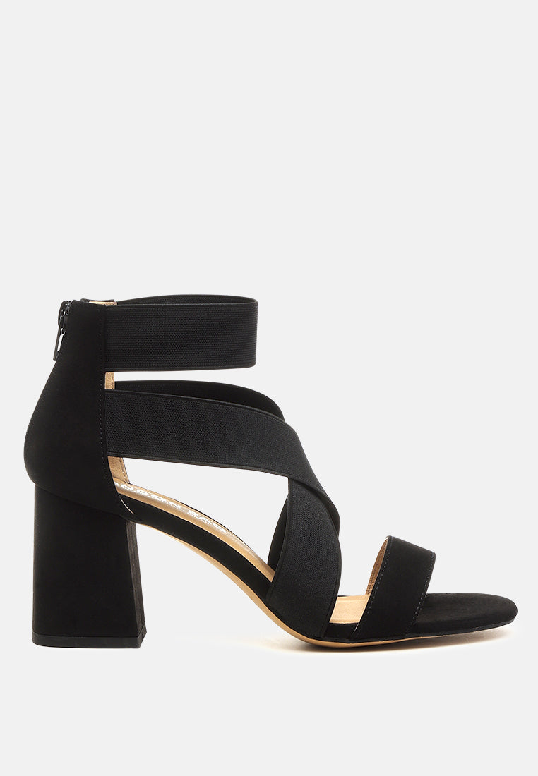 Benicia Elastic Strappy Block Heel Sandals-0