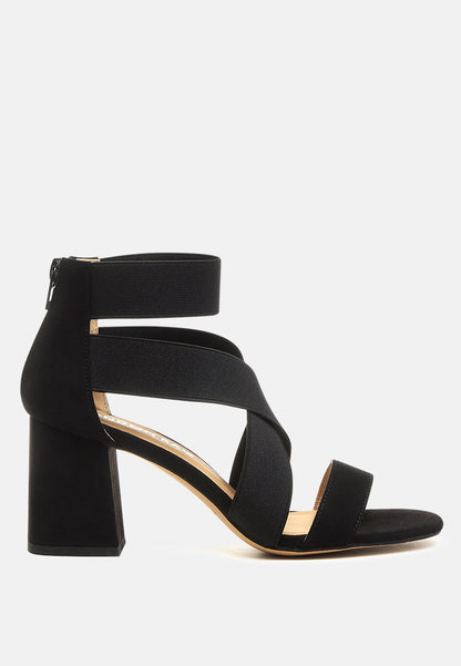 Benicia Elastic Strappy Block Heel Sandals-0