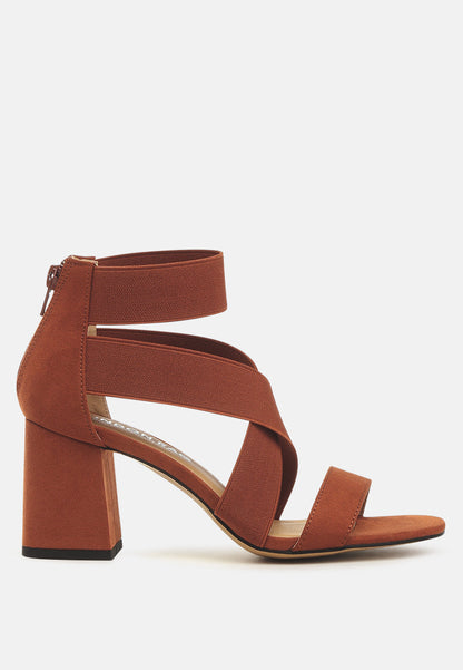 Benicia Elastic Strappy Block Heel Sandals-5