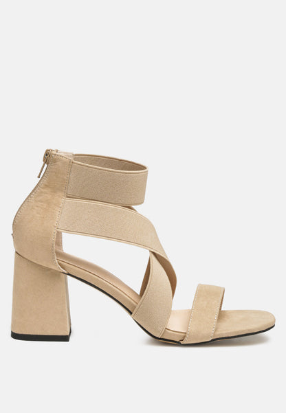 Benicia Elastic Strappy Block Heel Sandals-6
