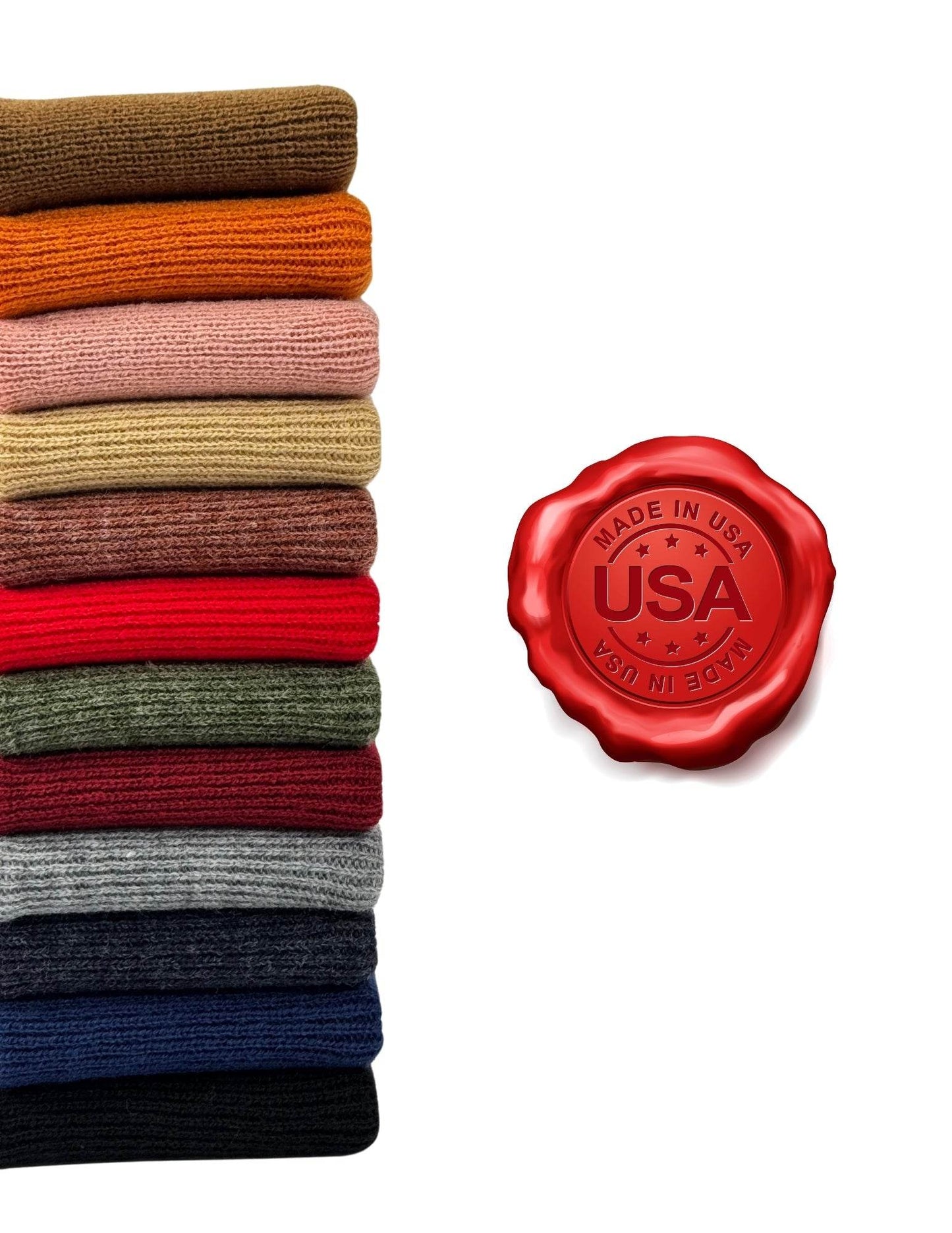 American Flag Beanie - H-Stitch Circular Knit Cuffed Beanie - Patented Design and Made in USA-2