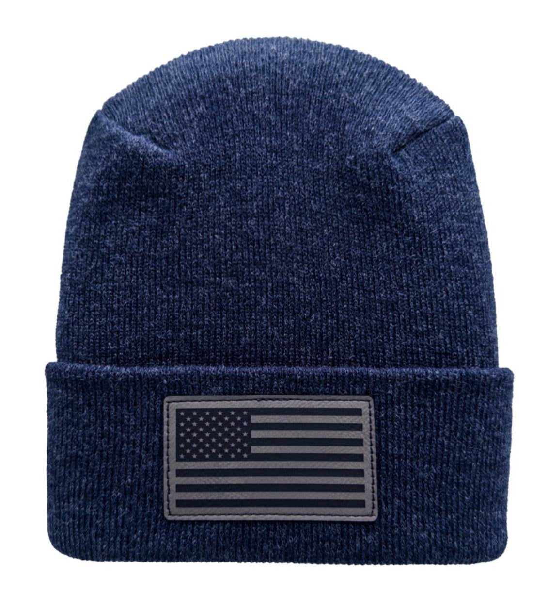 American Flag Beanie - H-Stitch Circular Knit Cuffed Beanie - Patented Design and Made in USA-0