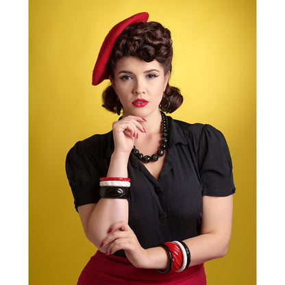 Black Heavy Carve Bead Necklace by Splendette-1