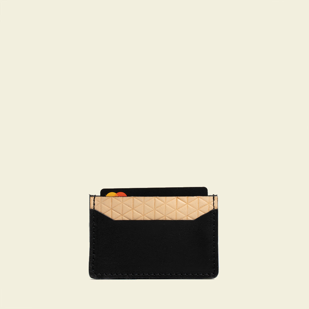 Leather card holder - Geometric Net-0