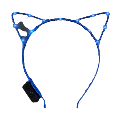 Blue LED Kitty Cat Ear Headband-1