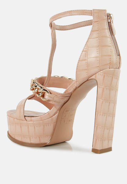 Bonita Metal Chain Zip Up Sandals-4