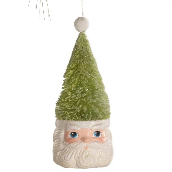 Bottle Brush Santa Green Ornament by Bethany Lowe Designs-1