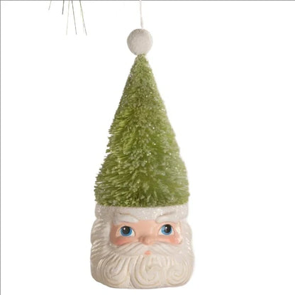 Bottle Brush Santa Green Ornament by Bethany Lowe Designs-1